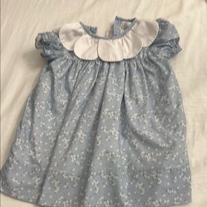 Blue Floral Baby Dress with White Collar 2T